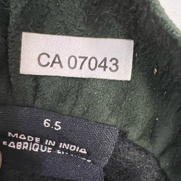 NWT Etereo dark green genuine leather fleece lined old money ruffle gloves 6.5 - Picture 11 of 11